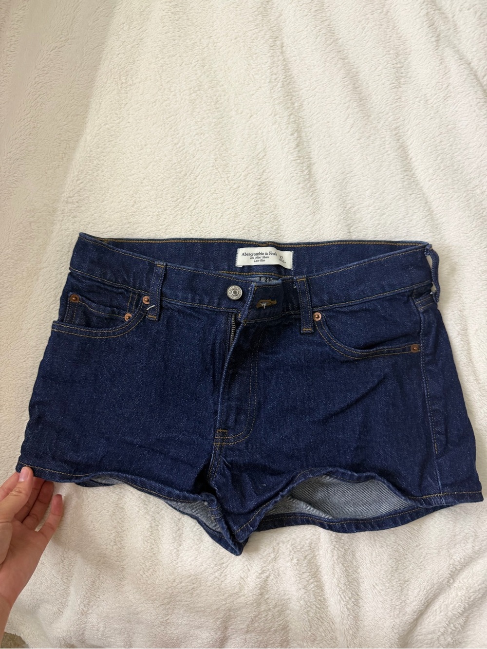 Abercrombie & Fitch Indigo Denim Low-Rise Short Shorts